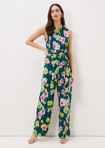 Phase Eight Effie Printed Jumpsuit Turquoise/Multicolor Canada | VUPAZS-381